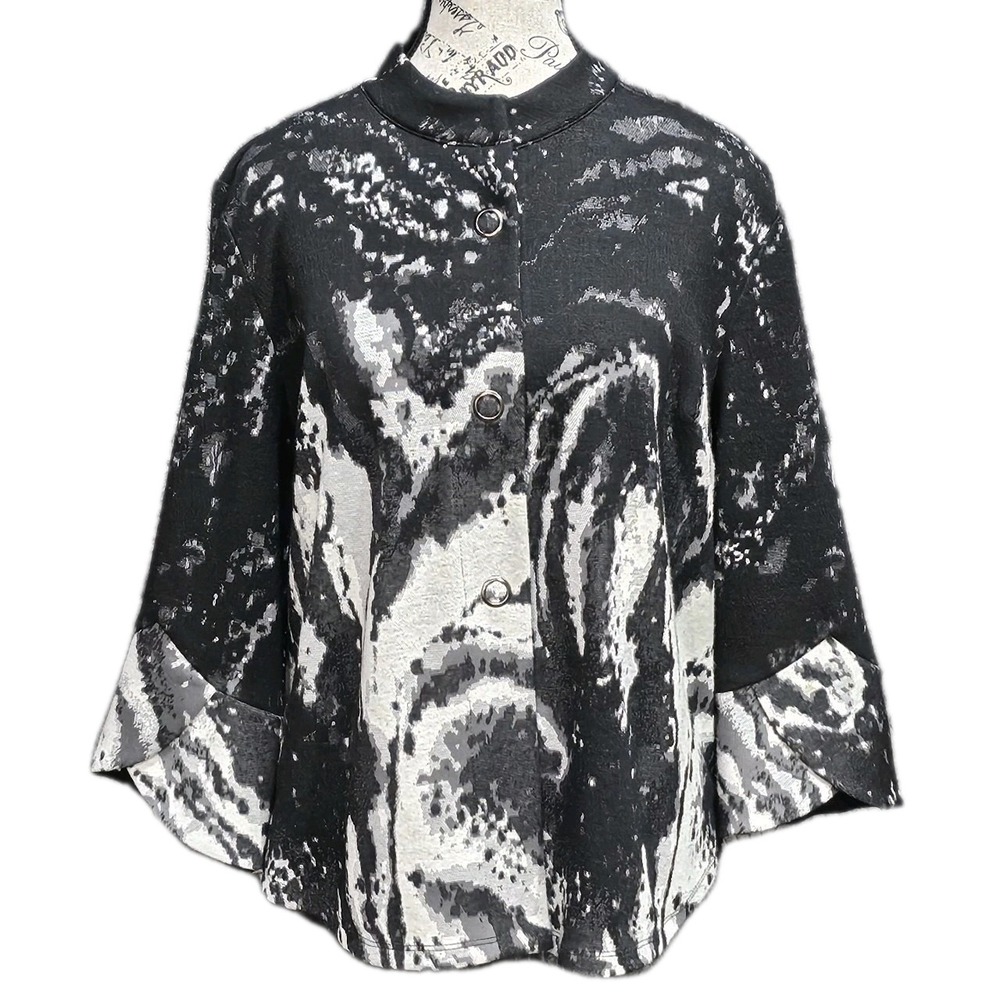 Frank Lyman Montreal Jacket Womens 8 Knit Abstract Designer Bell Sleeve Evening‎
